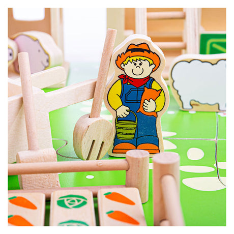 BigJigs Wooden Play Farm z akcesoriami, 48dlg.