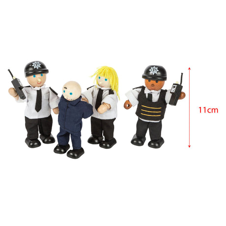 Tidlo policjanci i złodzieje z drewna 11 cm czarne 4 sztuki