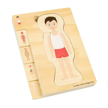 Drewniane puzzle anatomiczne Bigjigs - chłopiec, 26 elementów.