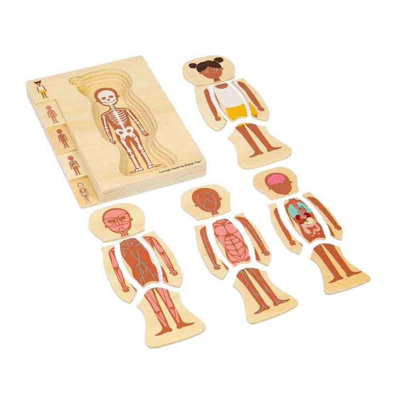 Drewniane puzzle anatomiczne Bigjigs - dziewczynka, 26 elementów.