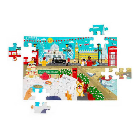 Puzzle drewniane Bigjigs na podłogę miasta Londyn, 48 elementów.
