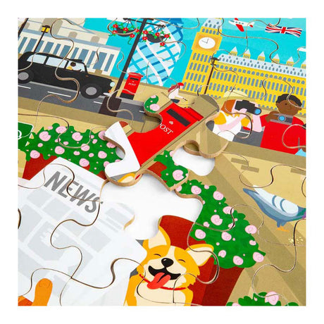 Puzzle drewniane Bigjigs na podłogę miasta Londyn, 48 elementów.