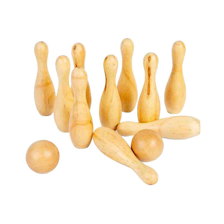 Zestaw do gry w kręgle drewniane Bigjigs, 12 sztuk.