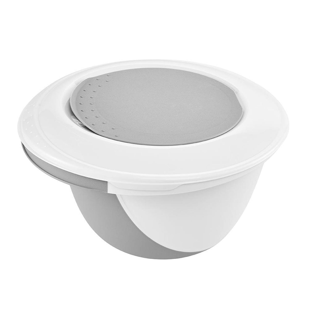 Zestaw misek do miksowania Keeper antypoślizgowy z pokrywką i skrobaczką do ciasta 1,5 l + 3,5 l ã˜18x14cm ã˜27x15cm nordic grey