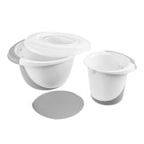 Zestaw misek do miksowania Keeper antypoślizgowy z pokrywką i skrobaczką do ciasta 1,5 l + 3,5 l ã˜18x14cm ã˜27x15cm nordic grey