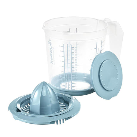 Plastikowa miarka Keeper antypoślizgowa 1l z pokrywką i wyciskarką do cytrusów ã˜14x15cm nordic blue