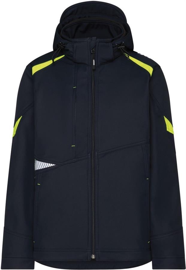 Dassy softshell kalama poliester nocny niebieski fluorescencyjny żółty s