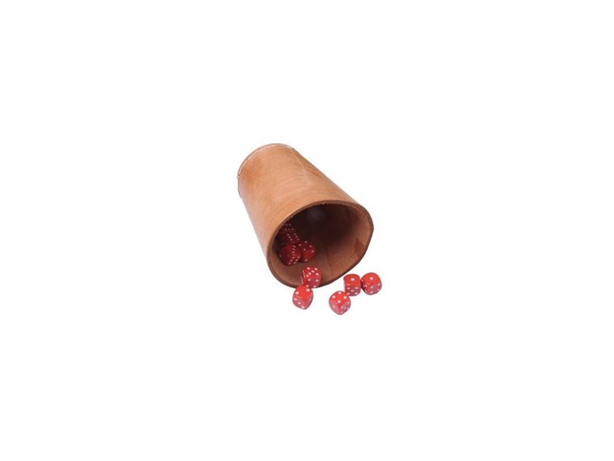 Kubek do pokera Longfield skóra naturalna - wysokość 10 cm - średnica 7 cm - kubek na kości do pokera i gry w kości - serce anioła