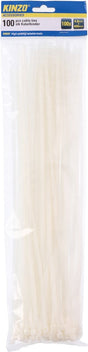 Kinzo kabelbinders - 100 stuks - 4.8 x 400 mm - wit