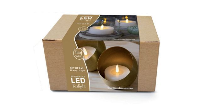 Led oplaadbare theelicht wax set 4 w.usbc-kabel