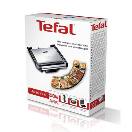 Wielofunkcyjny grill panini Tefal GC241D o mocy 2000 W, ze stali nierdzewnej w kolorze czarnym