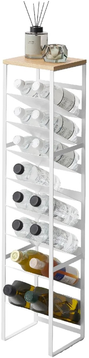 Stojak na wino Yamazaki Stojak na butelki - 16 butelek - wieża - biały