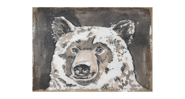 Linen wall art bear 21x30x2.5cm multi