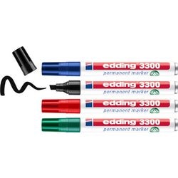 Marker permanentny edding 3300 1-5 mm diagonalny niebieski, czarny, czerwony, zielony 4 sztuki