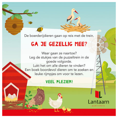 Książka o zwierzętach hodowlanych Usborne + pociąg do układania puzzli