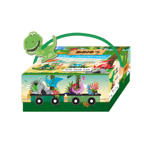Książka i puzzle Pociąg dinozaury