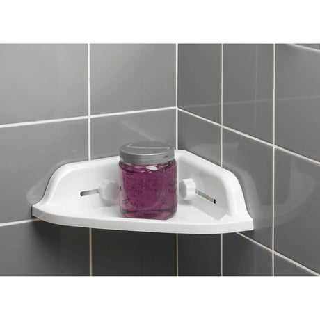 Douceur d'interieur łazienkowy wieszak narożny plastikowy z 2 przyssawkami biały 25x25x7cm