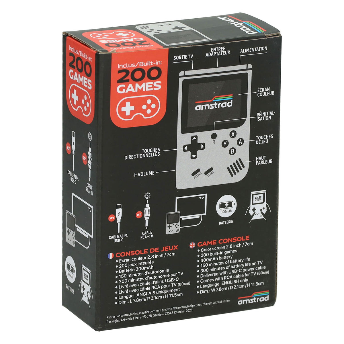 Gamebox - przenośna konsola do gier na 200 gier - kolor biały