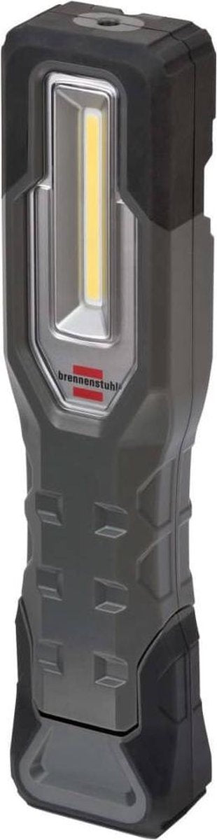 Lampa ręczna akumulatorowa Brennerstuhl HL A IP54 latarka zewnętrzna z COB (1000 + 200 lm, czas świecenia do 24 godzin, lampa robocza LED z magnesami i haczykami, w zestawie kabel do ładowania USB), czarna