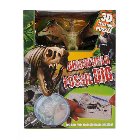 Puzzle Dinoworld do siekania skamielin z dodatkową figurką dinozaura
