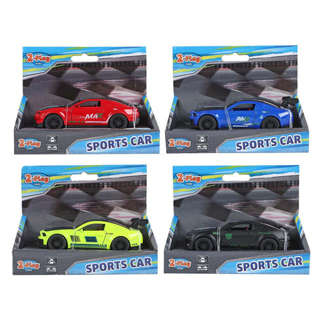 Odlewany samochód sportowy na 2 sztuki, z odciągiem 11,5 cm, 4 różne kolory