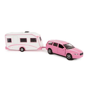 Kids Globe Globe Die Cast Volvo V70 z Caravan Pink, 30 cm