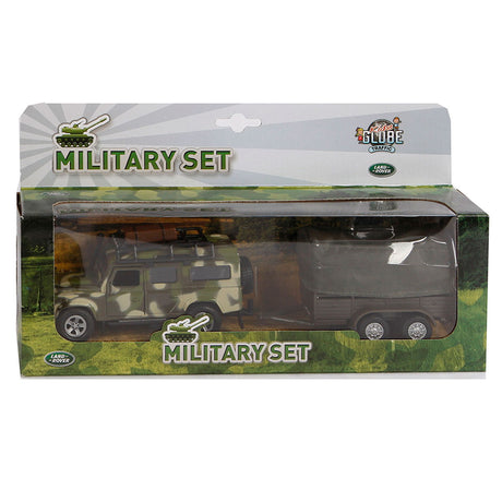 Dziecięcy land rover z przyczepą, wojskowy odlew ciśnieniowy, średnica 27 cm