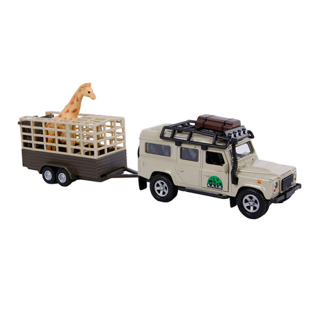 Dziecięcy Globe Land Rover Defender + przyczepka z żyrafą
