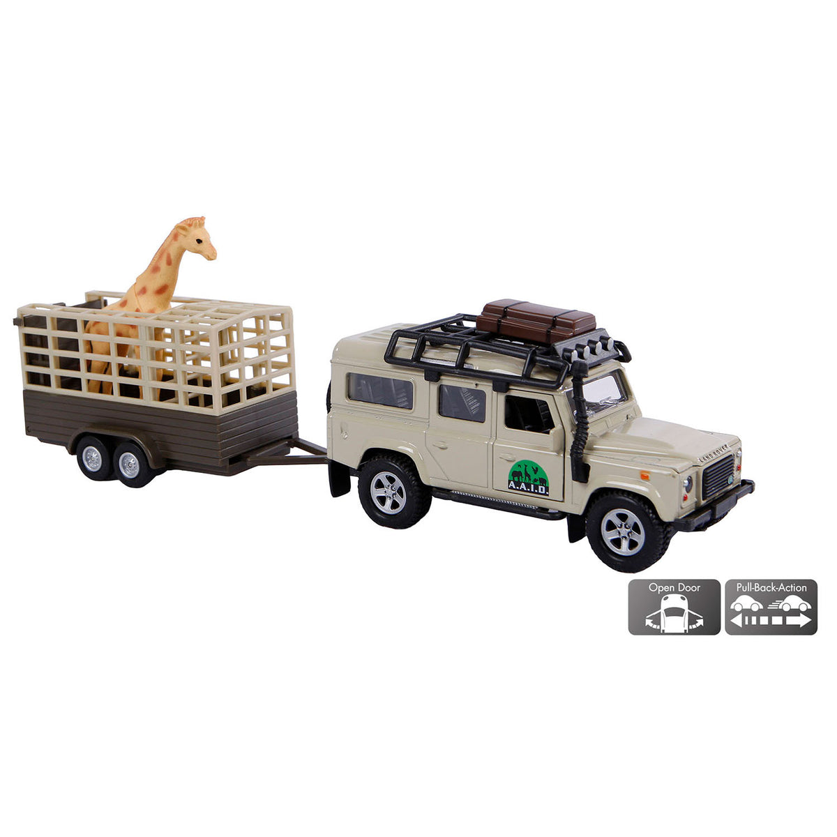 Dziecięcy Globe Land Rover Defender + przyczepka z żyrafą