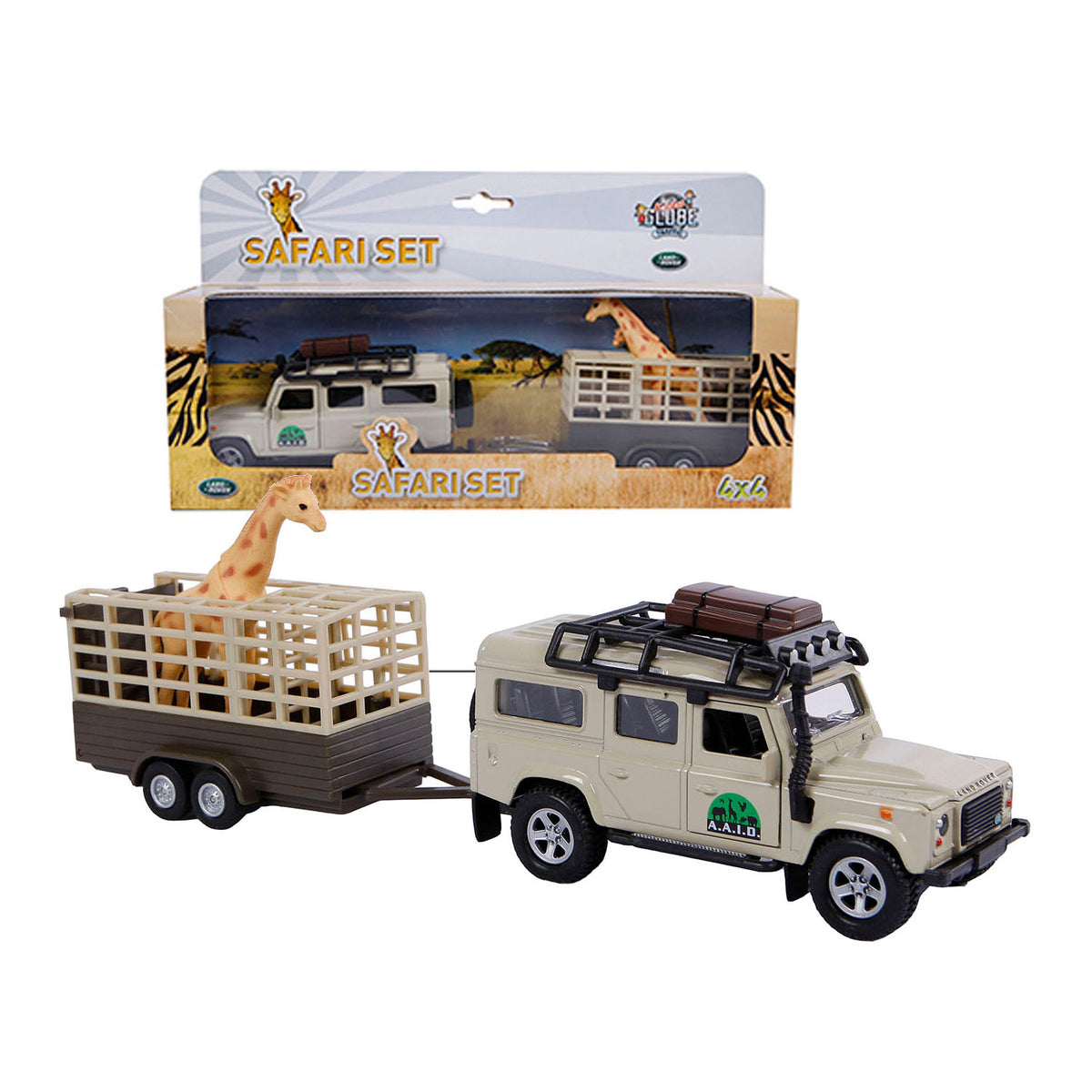 Dziecięcy Globe Land Rover Defender + przyczepka z żyrafą