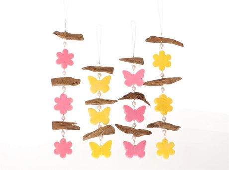 Hbx naturalne żywe mydło wianek kwiat motyl 10x3x4cm żółto-różowy