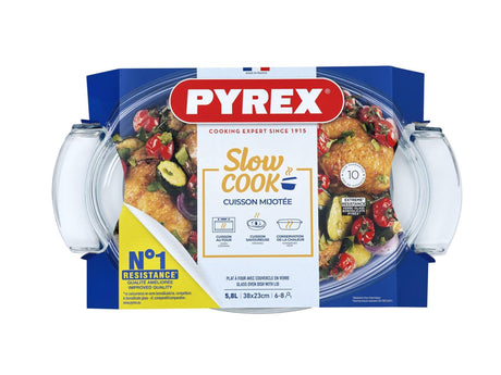 Niezbędne naczynie owalne Pyrex z pokrywką szklaną 38x23cm 5,8l