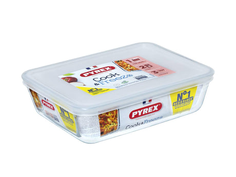 Miska prostokątna Pyrex 1,5 l - zamrażarka do gotowania z pokrywką utrzymującą świeżość