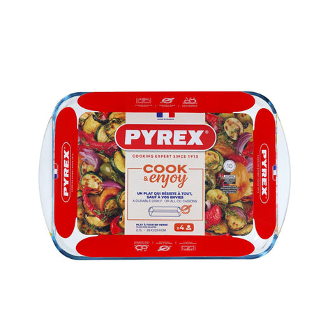 Prostokątna szklana forma do pieczenia Pyrex 2,6 litra 35 x 23 x 5 cm - naczynia żaroodporne - forma do pieczenia