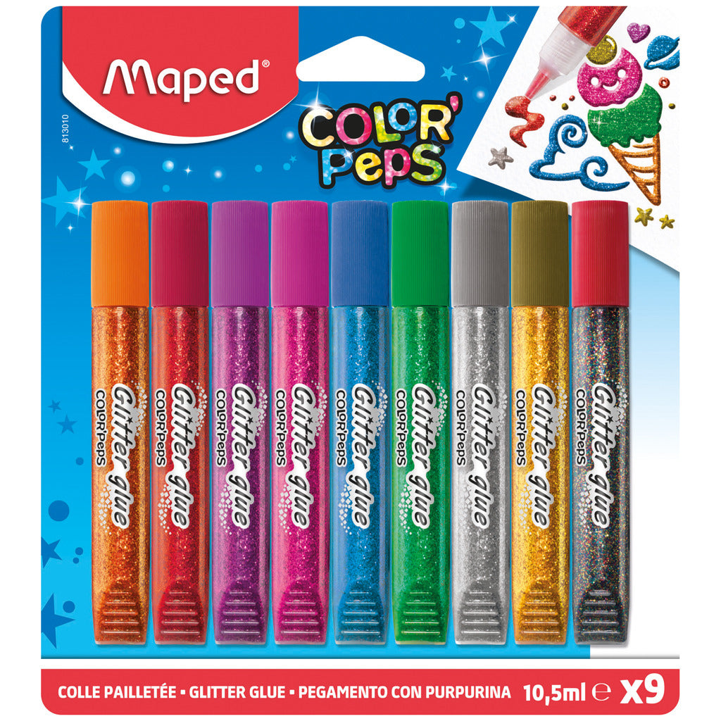 Klej brokatowy Maped Color Peps 9 kolorów 10,5 ml