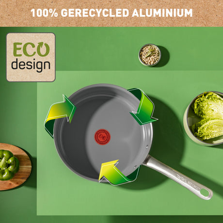 Patelnia Tefal Renew+ - ø24 cm - z pokrywką - ceramiczna - nie zawiera pfas - nadaje się do indukcji