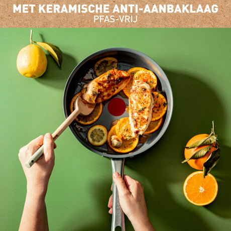 Patelnia Tefal Renew+ - ø24 cm - z pokrywką - ceramiczna - nie zawiera pfas - nadaje się do indukcji