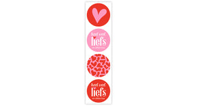 Rol 500 etiketten ''heel veel liefs'' ø35mm rood roze combi