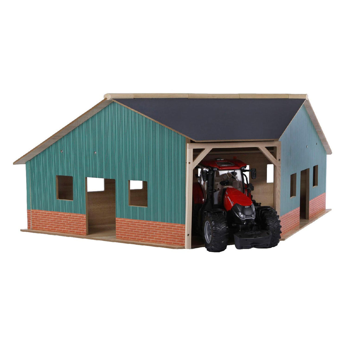 Kids Globe Globe Globe Shed Drewno na 2 ciągniki 1:16