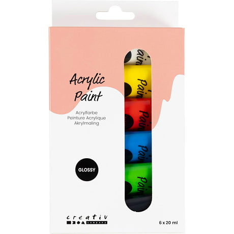 Creativ Company Farba akrylowa dla Kidneren błyszczące standardowe kolory, 6x20 ml