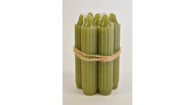 Set 7 pencil taper candle h. 11cm moss green