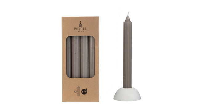 Set 4 pencil candle h.20 ø2,2 cm grey