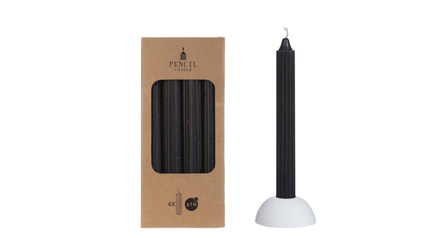 Set 4 pencil candle h.20 ø2,2 cm black