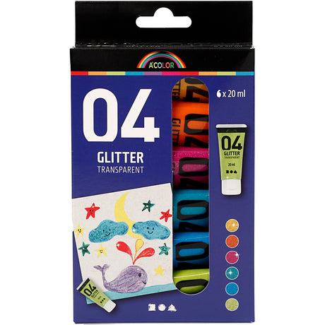 Creativ Company Children's Children Acrylic Glitter Kolor, 6x20 ml