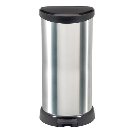 Kosz na śmieci z pedałem Curver Decbin, owalny, 40 l, srebrno-czarny