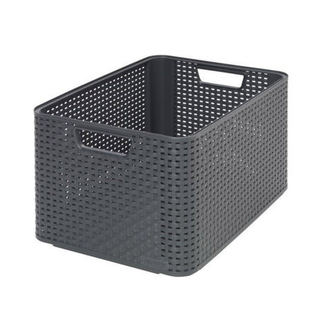 Kosz w stylu Curver l, rattan, antracyt (dł. x szer. x wys. 44 x 32 x 23 cm)