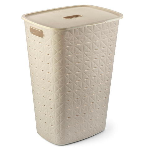 Kosz na bieliznę Curver Softex z pokrywką 56 l, kredowo-biały, 42x31,6x60cm