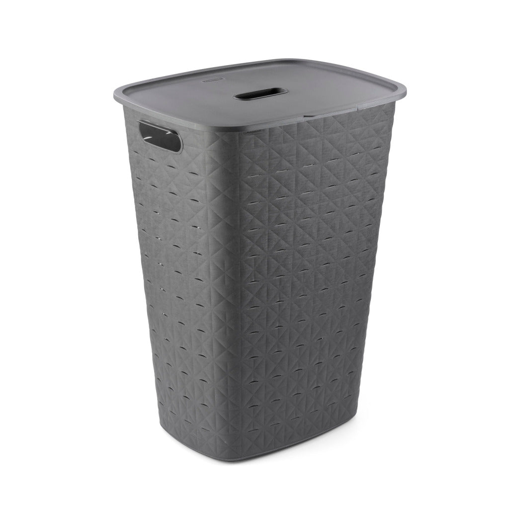 Curver kosz na bieliznę softex z pokrywką 56l antracyt 42x31,6x60cm