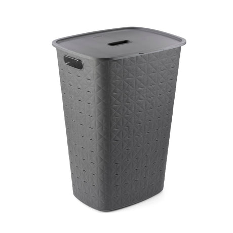 Curver kosz na bieliznę softex z pokrywką 56l antracyt 42x31,6x60cm