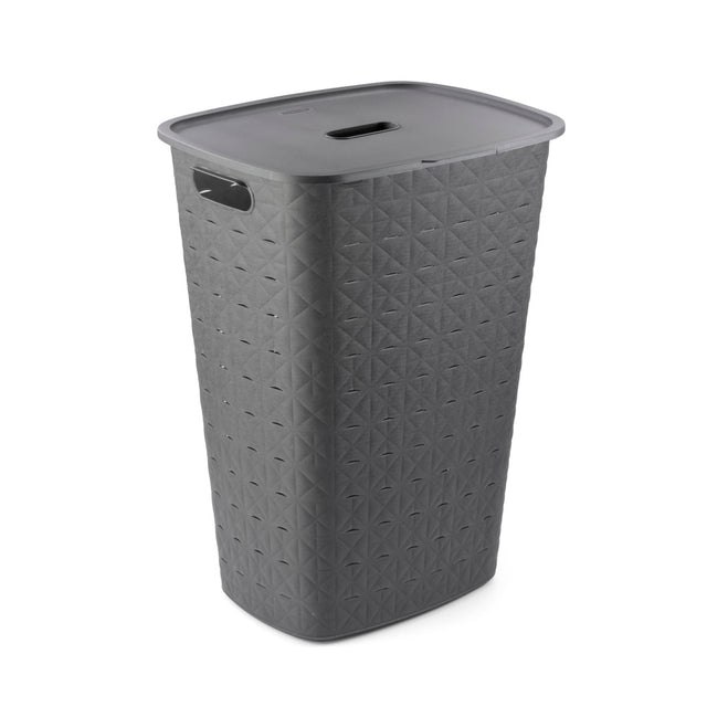 Curver kosz na bieliznę softex z pokrywką 56l antracyt 42x31,6x60cm